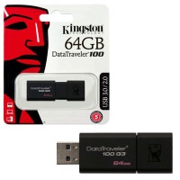Kingston DT100G3/64 64GB USB 3.0 Siyah Taşınabilir Bellek - 1